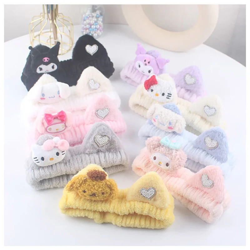 

Мультфильм Sanrioed Плюшевые Куклы Kawaii ободок для волос Kawaii My Melody Kuromi Kittys кошка для мытья лица Милая шпилька для волос
