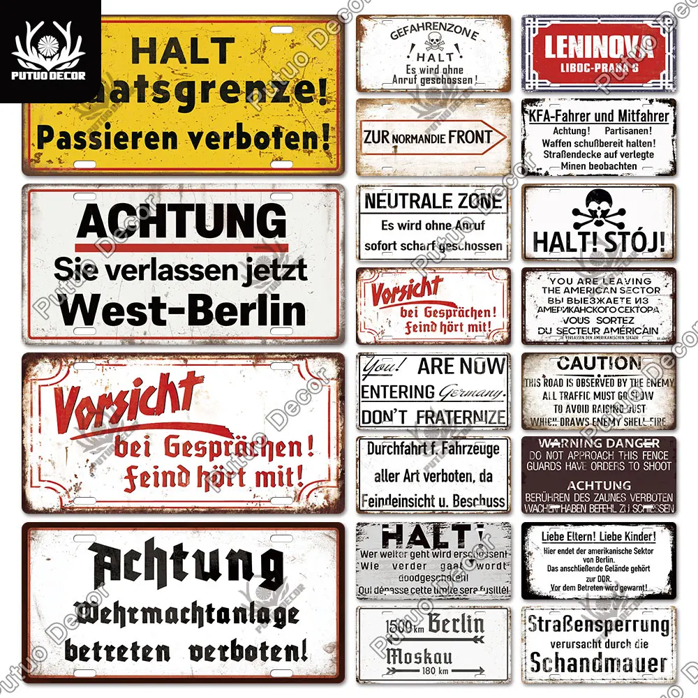 Putuo Decor German War History Metal Sign License Plate Vintage Tin Sign Retro Plate for Man Cave Garage Home Wall  Decoration