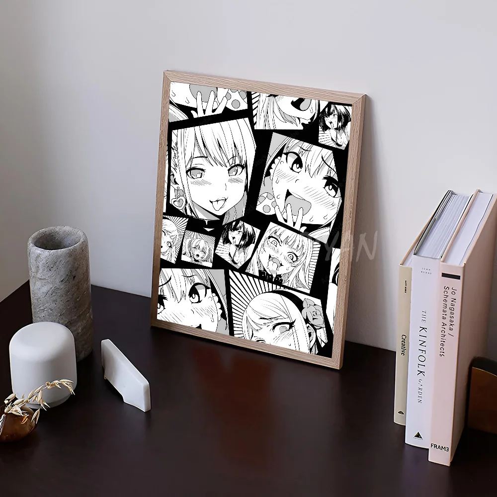 A-Ahegao манга девушка плакат наклейки художественные настенные фрески Декор