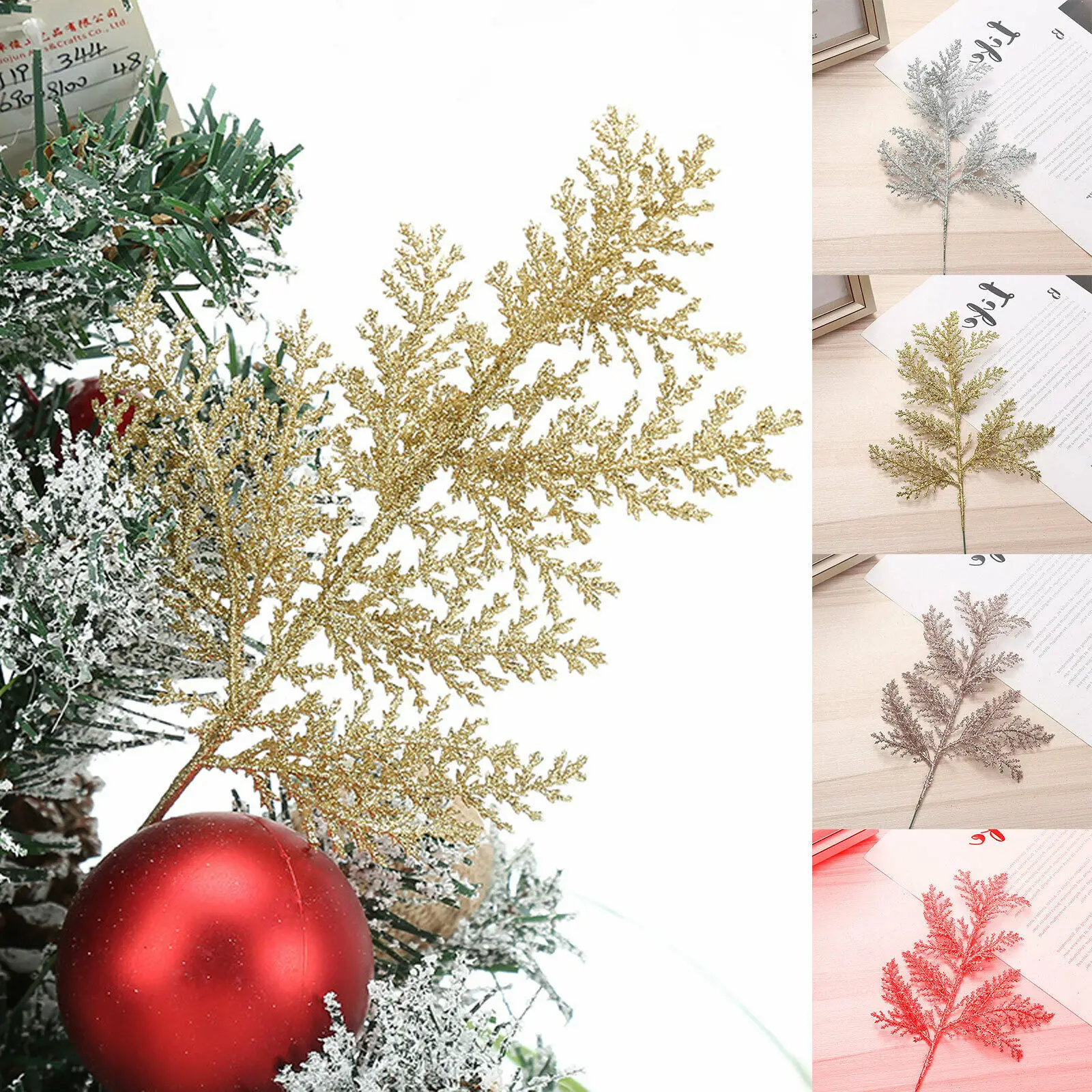 

10pcs Artificial Pine Branches Plants Pine Needles DIY Accessories for Diy Craft Garland Wreath Christmas Home Garden Decor