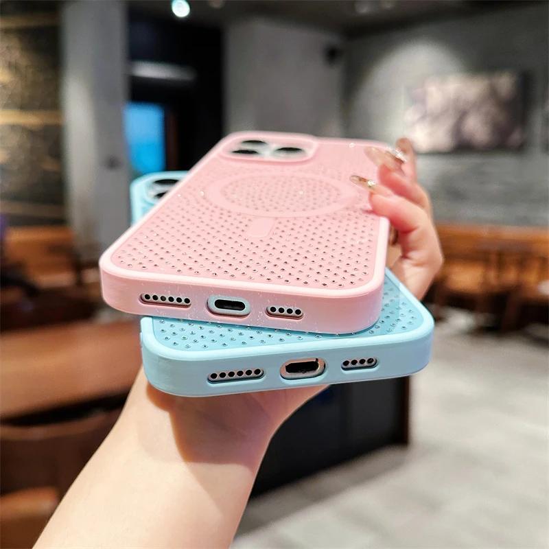 Магнитный чехол с блестящими стразами и бриллиантами для iPhone 16 15 14 Plus 11 12 13 Pro Max