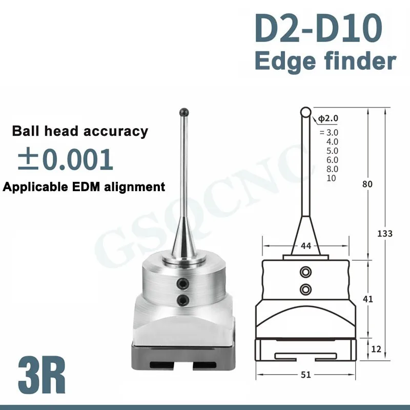 EDM spark machine tungsten steel center rod edge detector EROWA positioning system touch digital ball 3R center rod enlarge