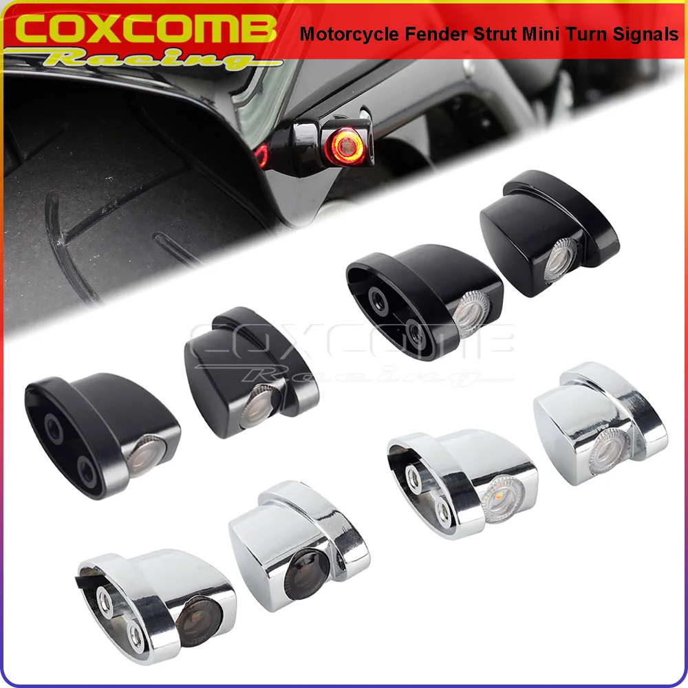 

Хромированные черные Брызговики, мини-светодиодная мигающая лампа для сигнала поворота для Honda, BMW, Yamaha, Cafe Racer, белый, красный хвостовой фонарь для тормоза и бега