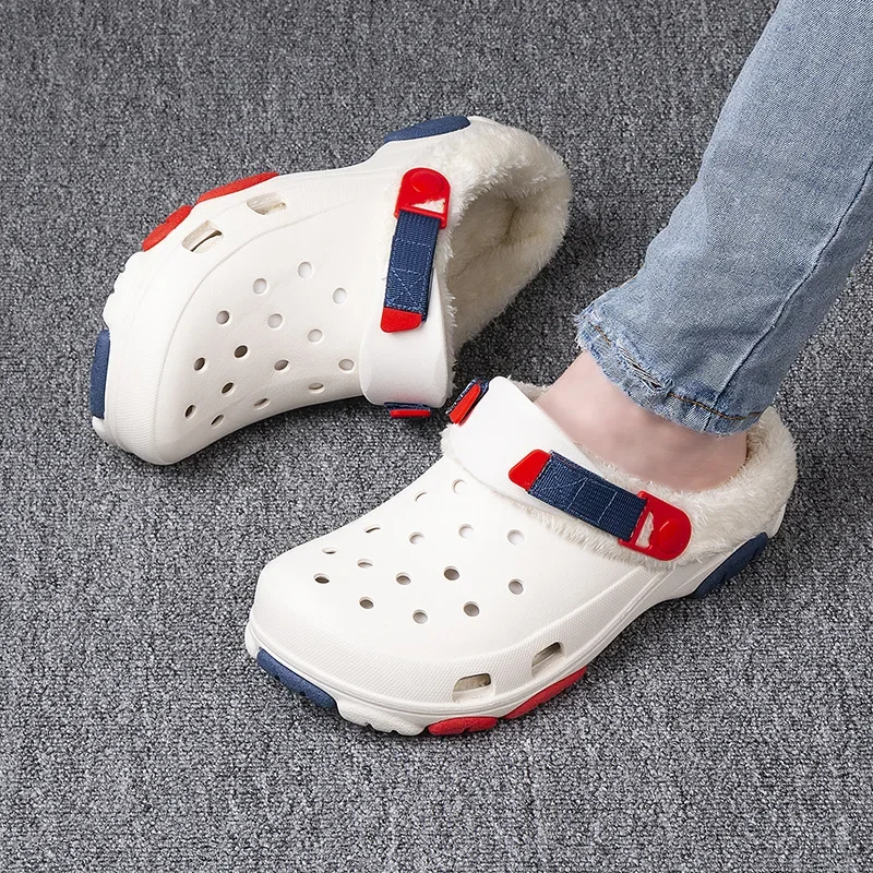 Зимние мужские тапочки теплые меховые мягкая домашняя хлопковая обувь для