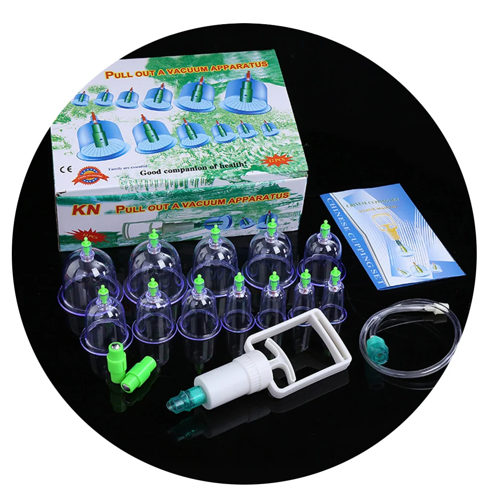 

12 cups Healthy Medical Vacuum Cupping Suction Therapy Device Body Massager