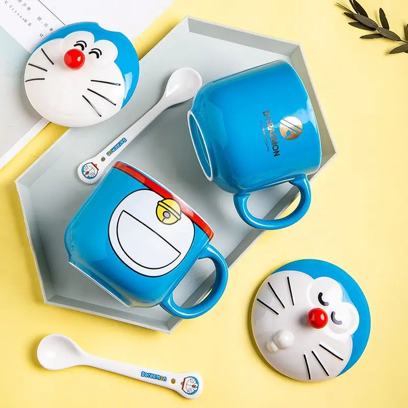 480 мл аниме Doraemon косплей керамическая чашка с крышкой милая пара кофейная для