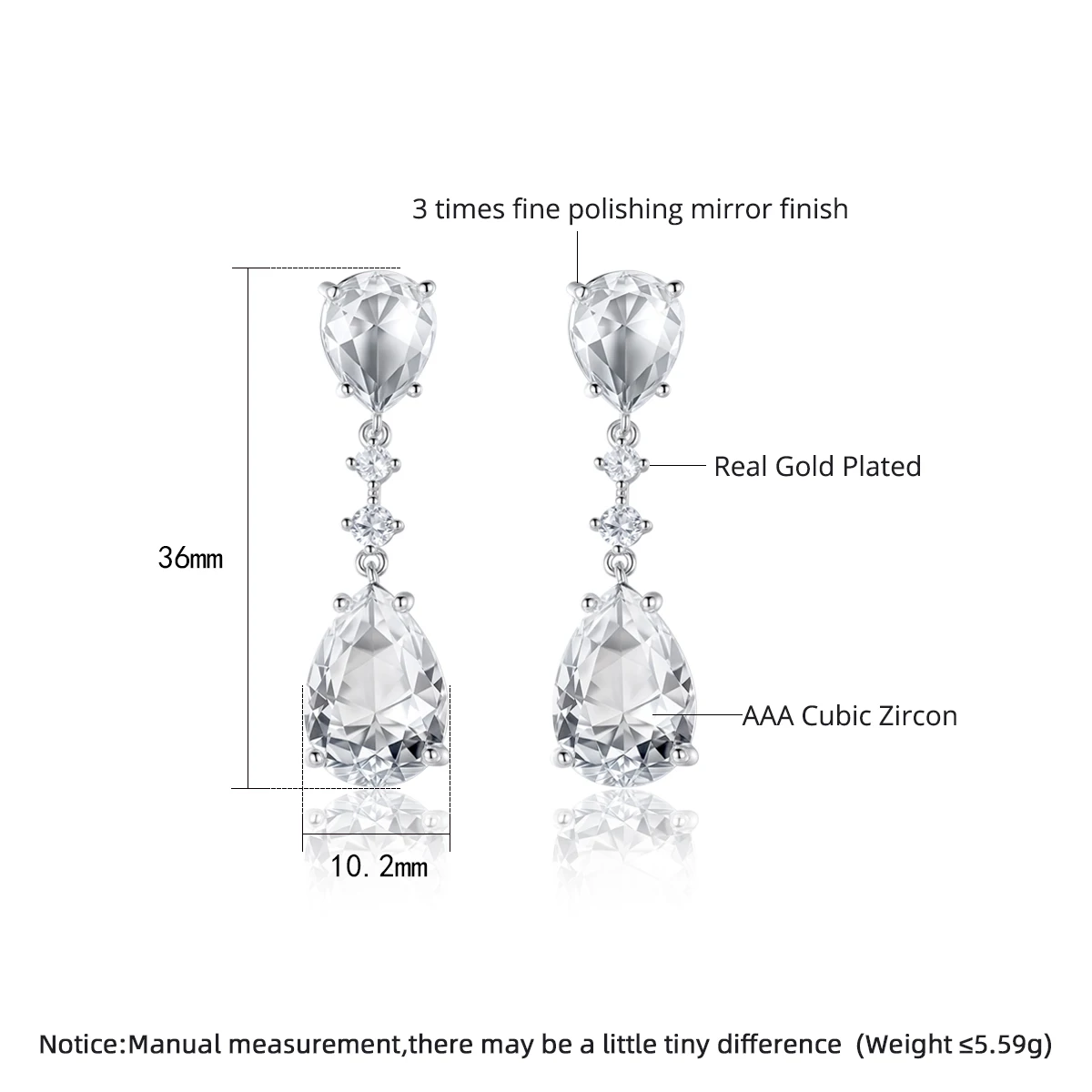 Женские серьги-гвоздики LUOTEEMI с фианитами элегантные сверкающие ювелирные