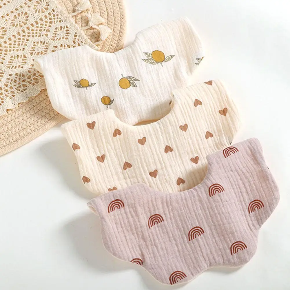 

6 Layers Cotton Yarn Petal Infants Lace Saliva Towel Baby Feeding Bibs 360 Degree Toddler Soft Cotton Burp Cloth Kid Bib
