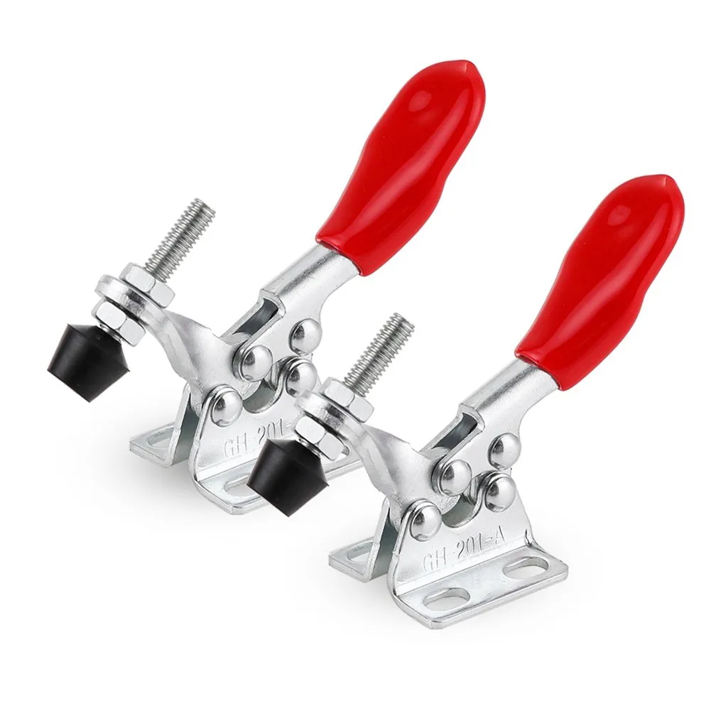 

2 Pcs GH-201A Horizontal Toggle Clamp Quick-Release Toggle Clamps Sets 27KG Vertical Toggle Clamp Hand Clip Tools