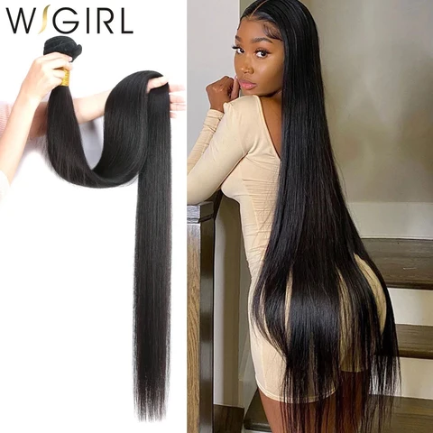 Wigirl прямые 8-28 30 32 40 дюймов Remy бразильские волосы плетение пряди 100% натуральные человеческие волосы 1 3 4 пряди