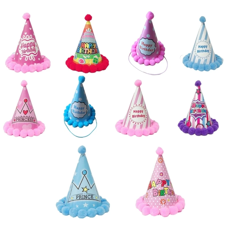 

Happy Birthday Party Hat Baby Milestones Celebration Cap Adult Kids Props
