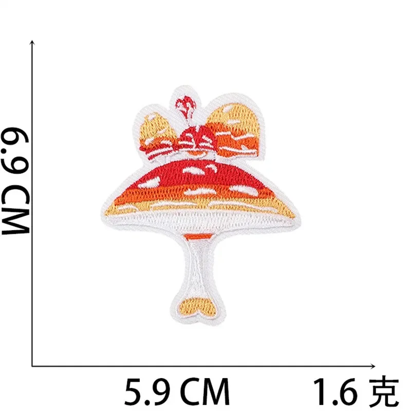 Embroidered Patch Iron On Patches for Clothing Pocket Mushroom Clothes Stickers Fabric Sewing Thermal Adhesive Applique Fusible