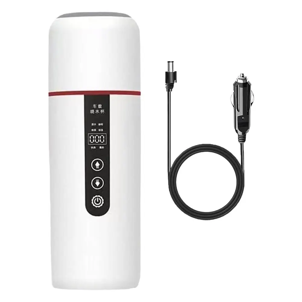 

500 мл автомобильная чашка с подогревом, ЖК-дисплей, электрический чайник из нержавеющей стали, портативная бутылка, автомобильная изолированная чашка