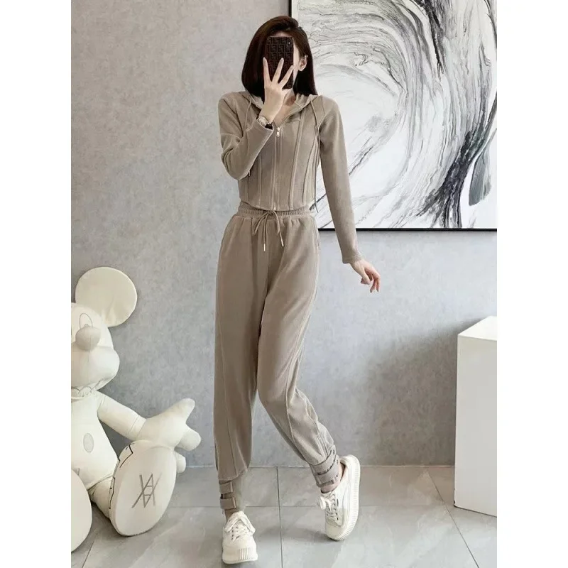 Модный повседневный женский комплект спортивной одежды 2024 осень-зима Новое