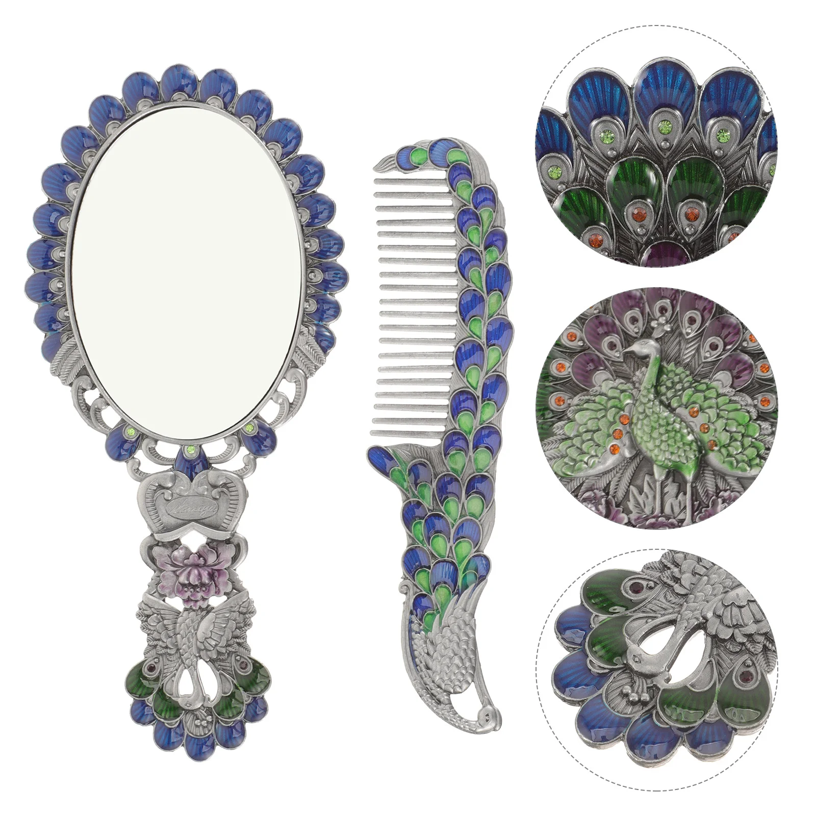 

1 Set Dressing Table Mirror Vintage Style Compact Retro Decor And Makeup Comb