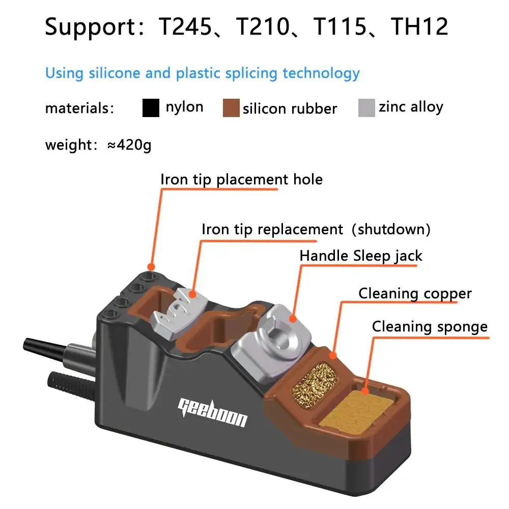 Фото Паяльная станция GOOD GEEBOON TC22 240W с подставкой для паяльника SDC02 + рукоятки T245 T210 + паяльные жала C245 C210 №1
