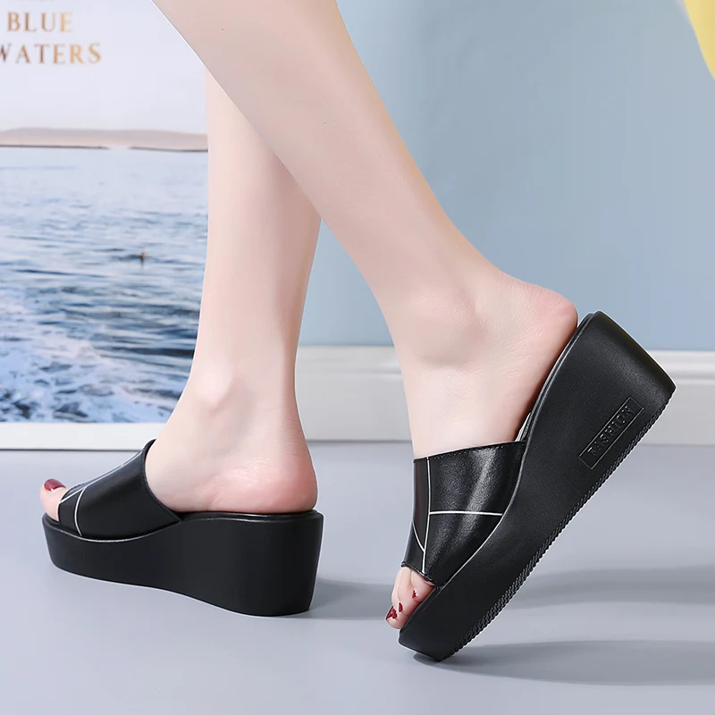 Summer New Wedge Sandals Women Fashion Slippers Platform High Heels Women Shoes Big Size Roman Shoes Lightweight Shoes Women