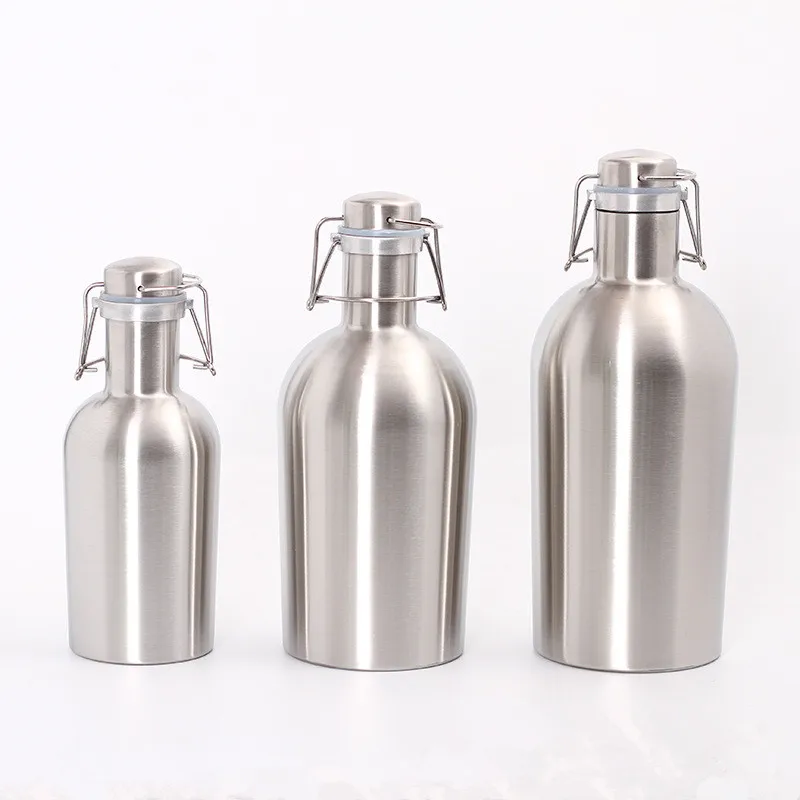 

32OZ/64OZ Stainless Steel Homebrew Beer Growler Portable Beer Barrel Secure Swing Top Lid Craft Beer Bottle