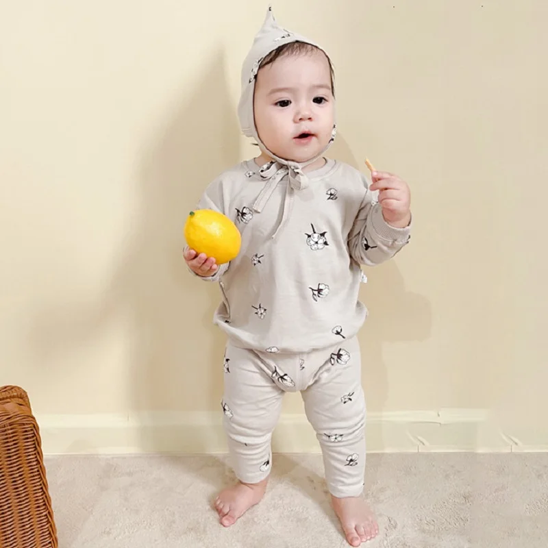 

Children's Cotton Suit Baby Printed Long Johns Baby Boys Baby Girls 2pcs Clothing Set Toddler Home Wear Set