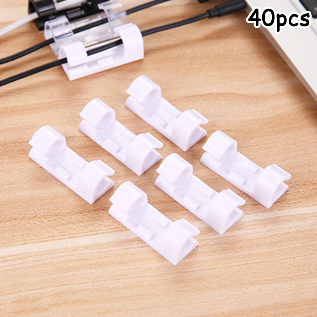 

40Pcs Self Stick Wire Cable Cord Clips Clamp Table Wall Tidy Organizer Holder Self-paste Wire Management Fixing Clips Clamp