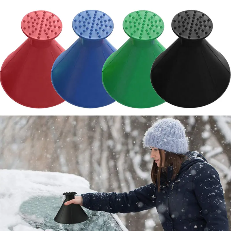 

Winter Car Magic Window Windshield Car Ice Scraper Shaped Funnel Snow Remover Deicer Cone Tool Scraping A Round Car Accessories