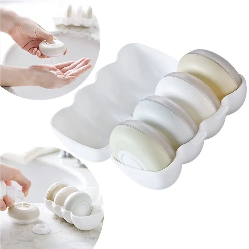 

Travel Pods Toiletries with Case Round Liquid Emulsion Storage Box Portable Travel Soap Pods Mini Soap Dispenser Container Set
