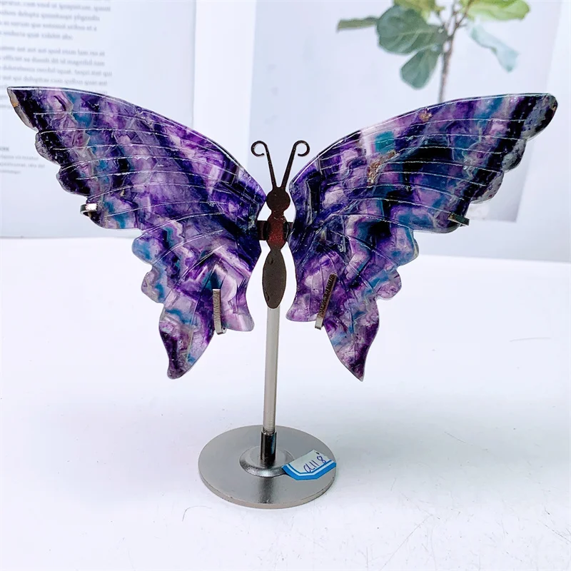 

Natural Fluorite Butterfly Wings High-Quality Crystal Healing Gemstone Feather Statue Home Decor Mineral Reiki Energy 1pair