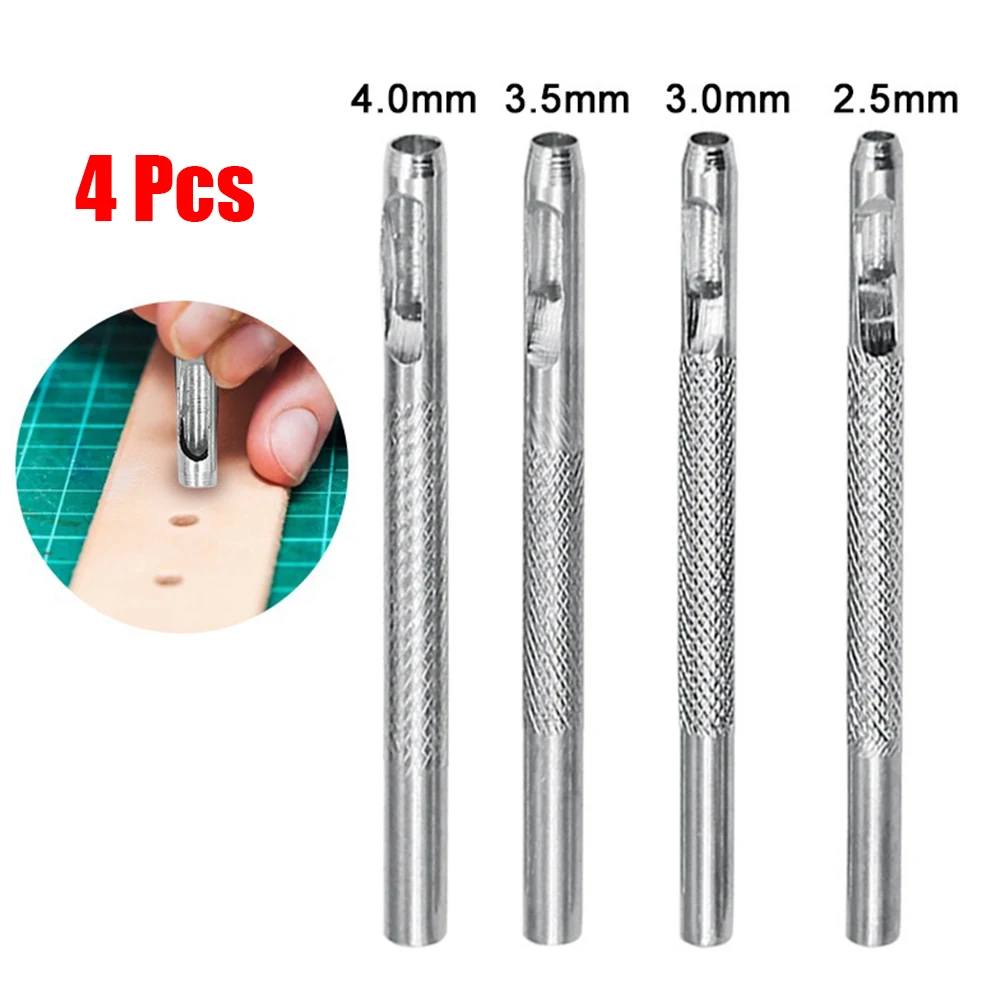 

4 PCS/Lot Belt Hole Punchers Leather DIY Tools Round Hole Punch Kit Belt Watch Band Hollow Galvanized 2.5mm-4mm Hand Tools