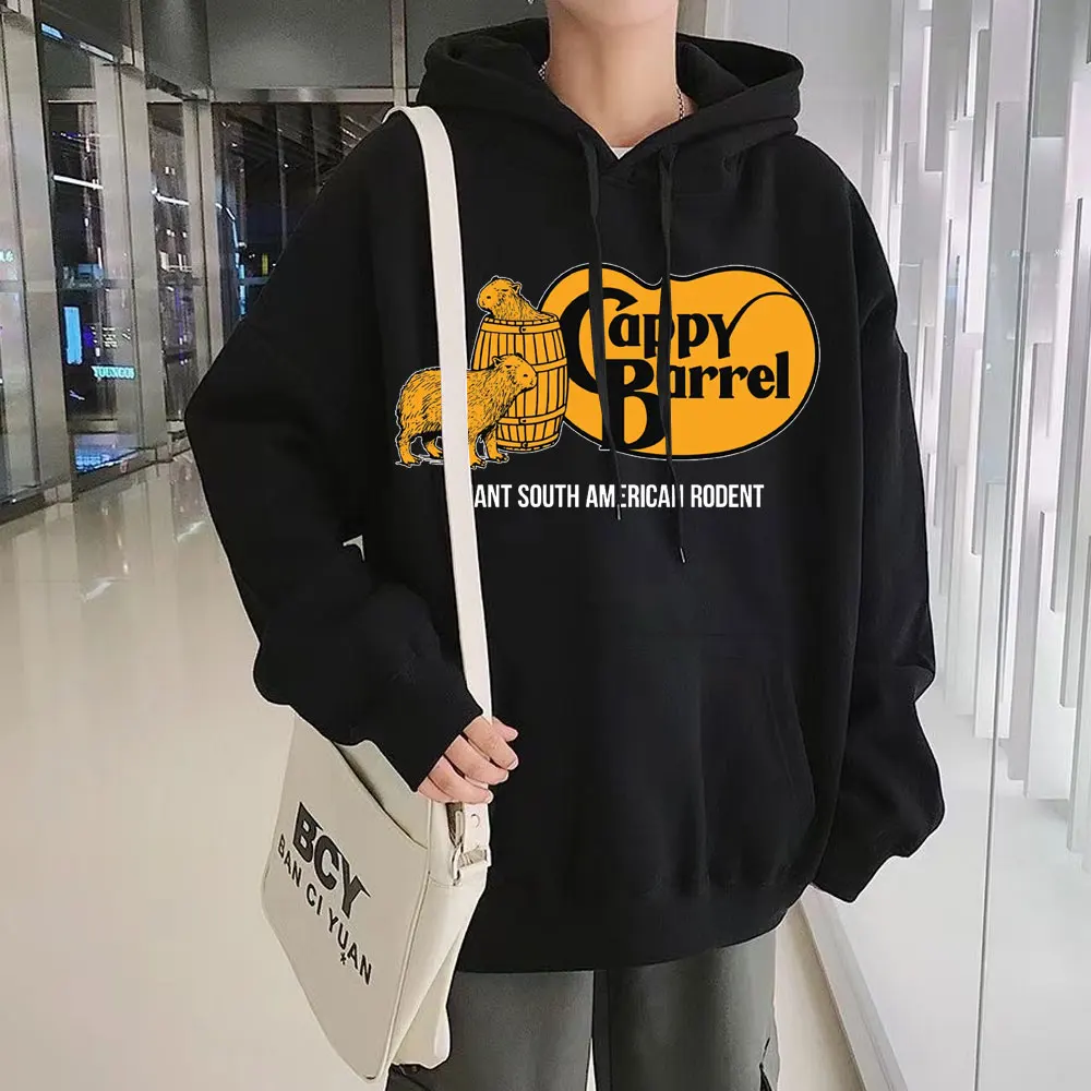 

Толстовка Мужская/женская с капюшоном, смешная уличная одежда в стиле хип-хоп, с длинным рукавом, оверсайз, с аниме рисунком бочонка капибар...