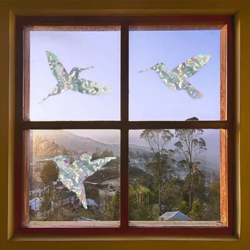 

Leaf Feather Round Colorful Decorative Window Sticker Hummingbird Static Window Self Adhesive Film Window Decal For Glass
