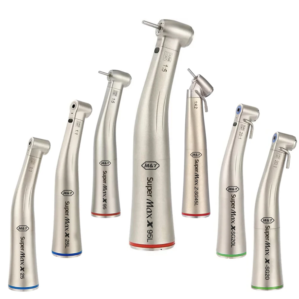 

Dental 1:5 /1:1 /20:1/1:4.2 led Optic Fiber Increasing Red Ring Contra Angle Low Speed TI MAX25L/25/95L/95 air turbine handpiece