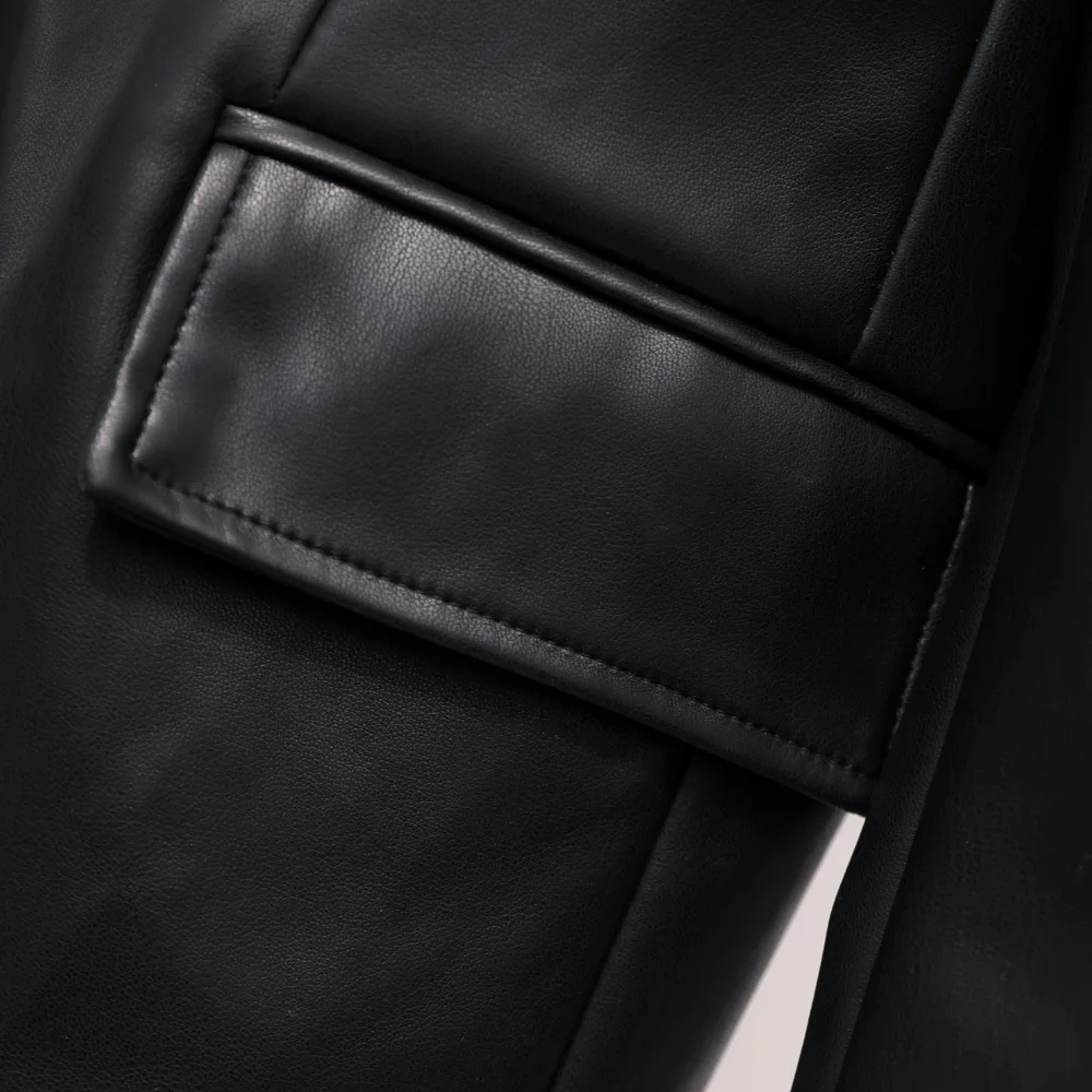 Small suit ladies spring 2023 new Korean version of leather casual suit loose British style coat