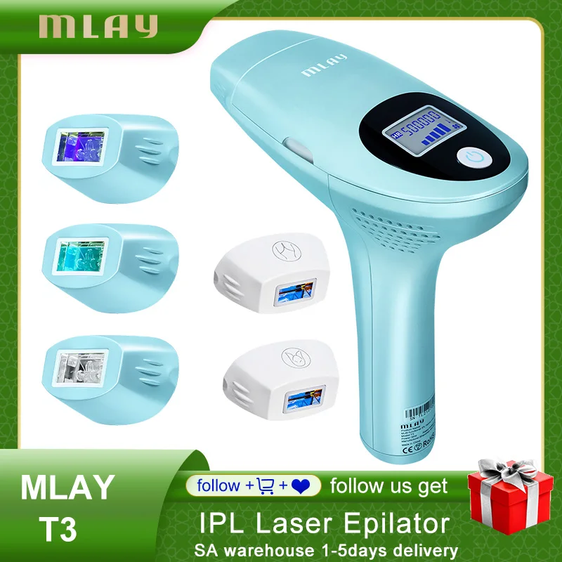 

MLAY T3 Laser Epilator Permanent IPL Photoepilator Hair Removal Machine Depiladora Painless Electric Epilator 500000 Flashes