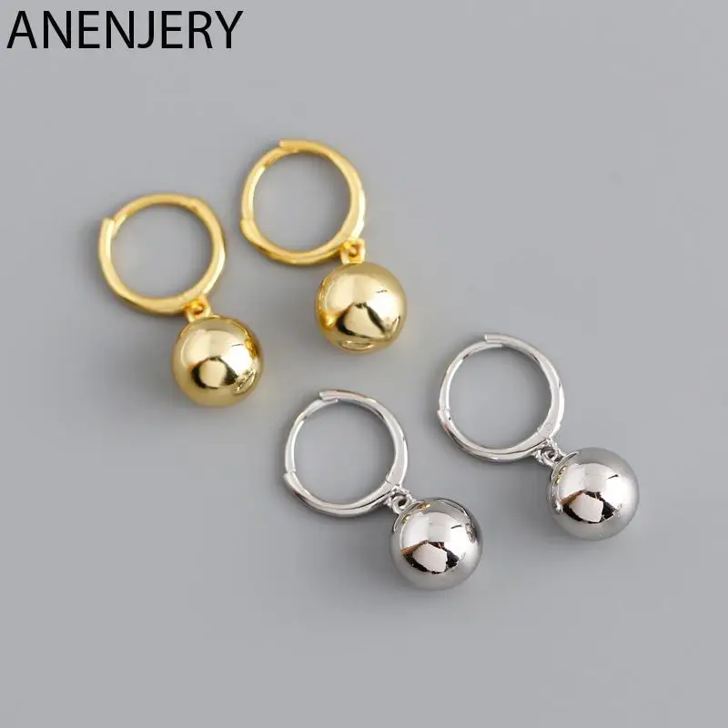 

DAYIN 925 Sterling Silver Metal Ball Pendant Hoop Earrings For Women Personal Simple Korea Niche All Match Jewelry
