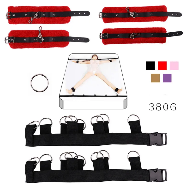 

Handcuffs Open Leg BDSM Bondage Set Under Bed Restraints Rope Strap System Adult Wrists & Ankle Cuffs Sex Toys For Woman Couples