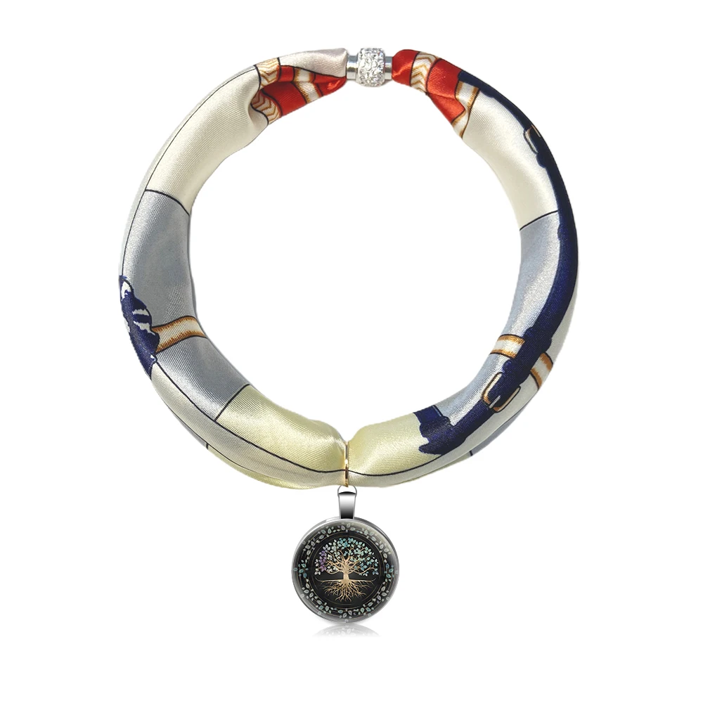 

Luxury Brand Necklace Pendant Scarf Women Retro Neckerchief Foulard Femme Bandana Hijab Gift Tree of Life