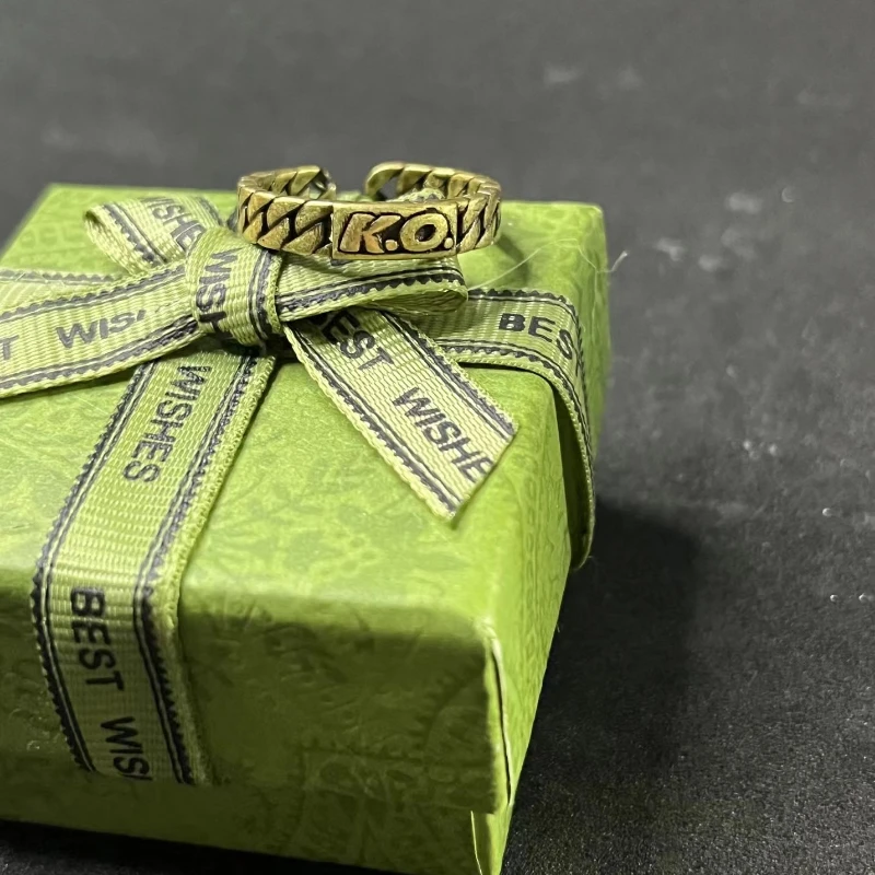 Кольца из черного золота в стиле ретро с буквой KO для мужчин и женщин