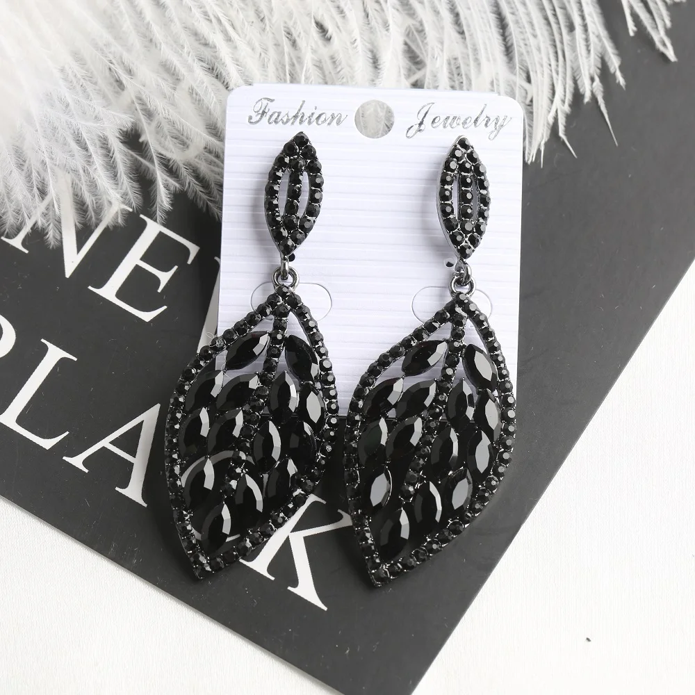 Veyofun серьги-капли в форме листа со стразами и кристаллами элегантные свадебные