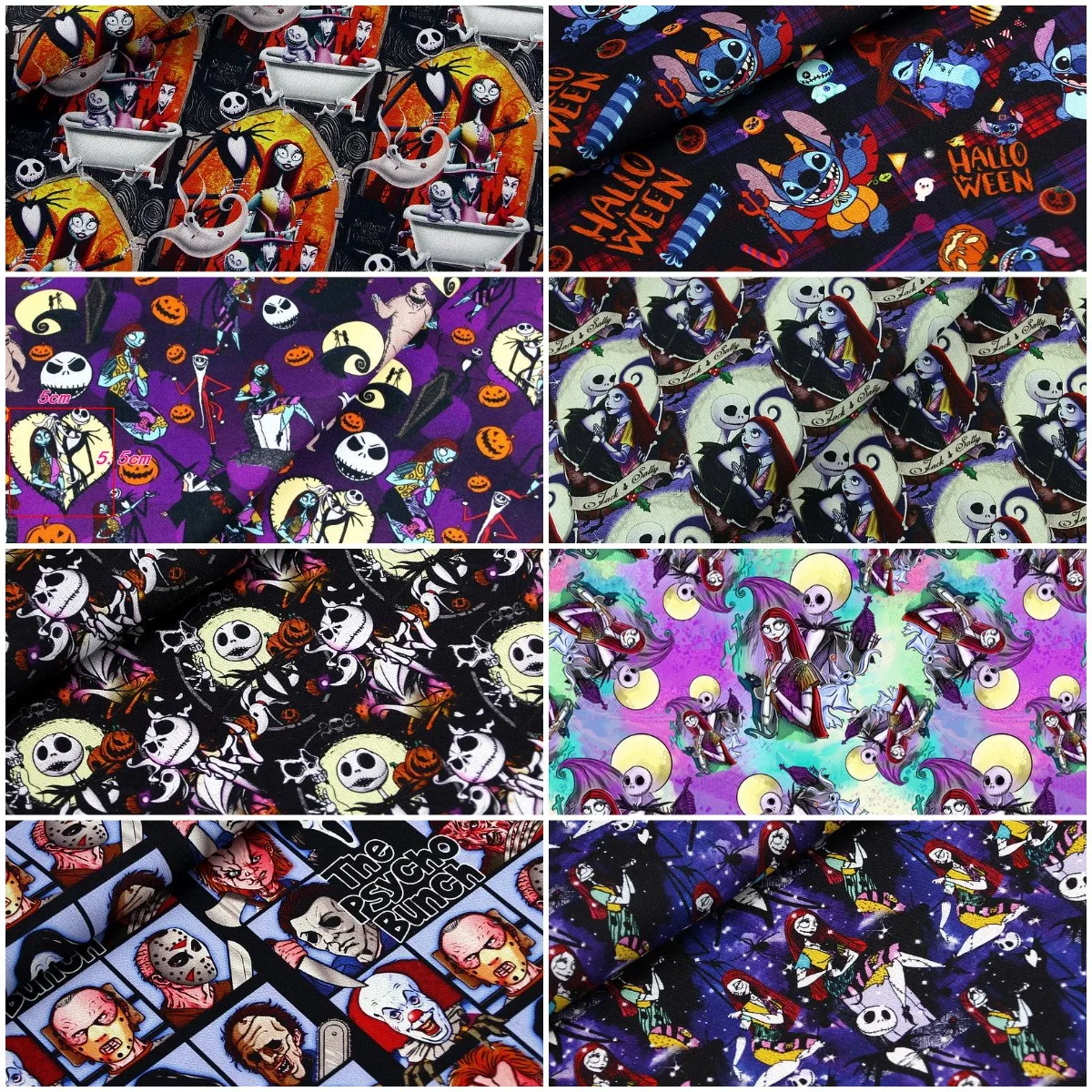 0.5X1.45 Meter The Nightmare Before Christmas Cotton Fabric Disney Patchwork Fabrics For Sewing Halloween Clothes Decoration