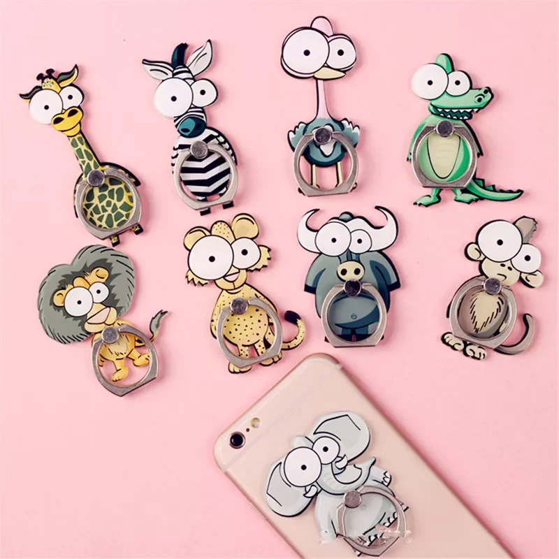

Universal Cartoon Animal Finger Ring Mobile Phone Holder 360 Degree Phone Ring Metal Stand Holder For Iphone