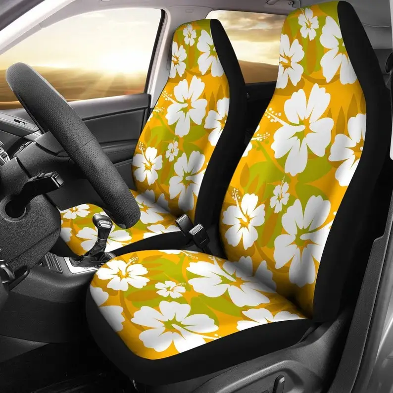 

Orange Aloha Flowers Car Seat Covers Pair, 2 Front Car Seat Covers, Seat Cover for Car, Car Seat Protector, Car Accessory, Flora