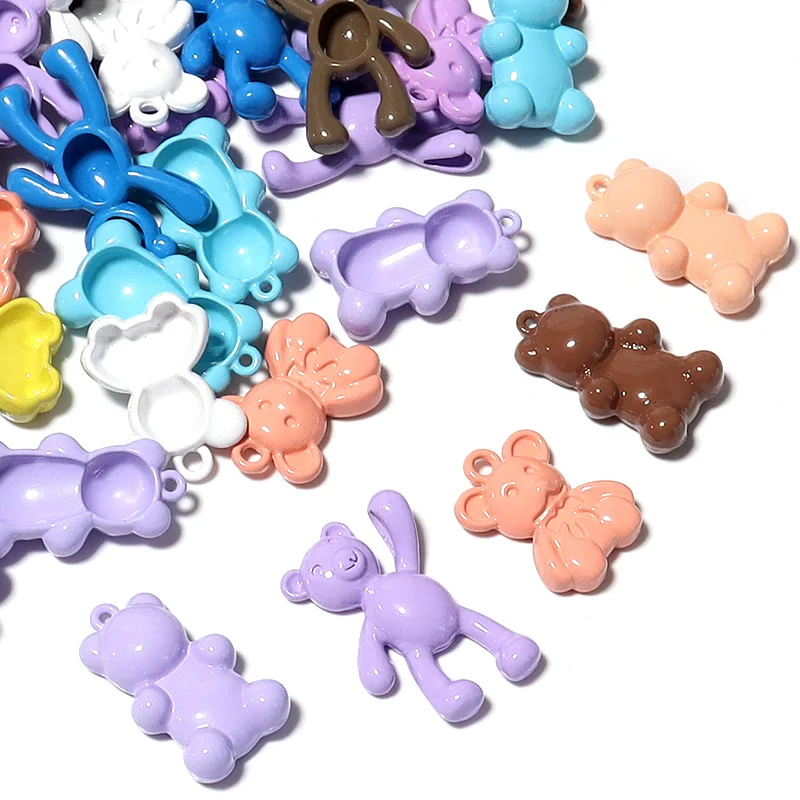 

10Pcs/Lot Colorful Alloy Drip Oil Charms Cute Bear Animal Pendant Charms For DIY Pendant Necklace Bracelet Jewelry Making
