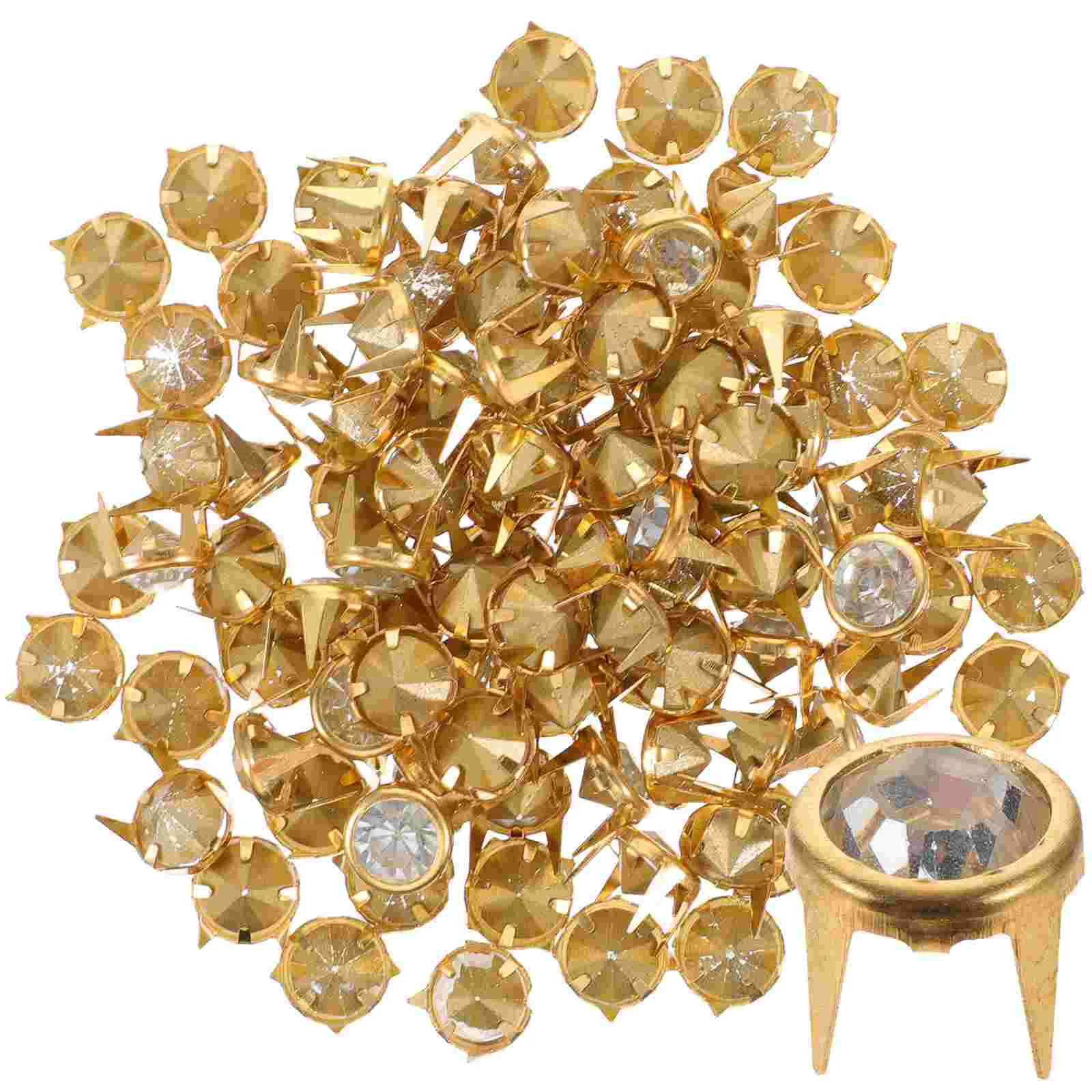 

100 Pcs Diamond Rivets Studs Clothing DIY Supplies Colorful Rhinestones Bag Metal Fixing Shoes Accessories