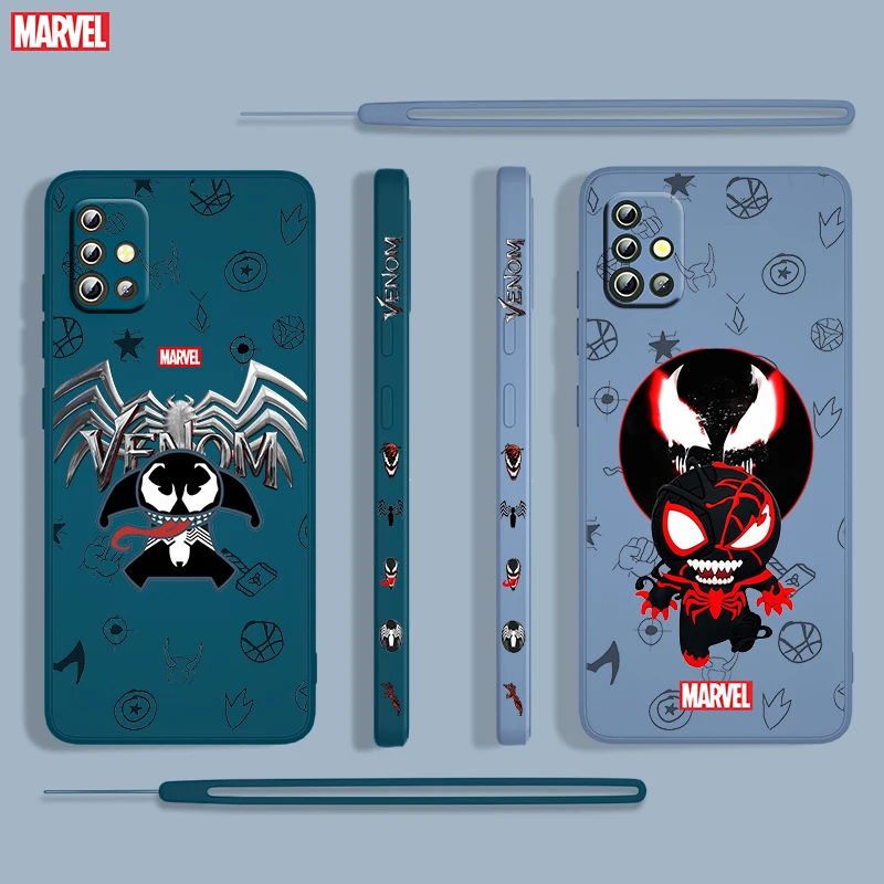 

Marvel Venom Hero Cool For Samsung Galaxy A73 A53 A33 A52 A32 A22 A71 A51 A21S A03S A50 4G 5G Liquid Left Rope Phone Case Fundas