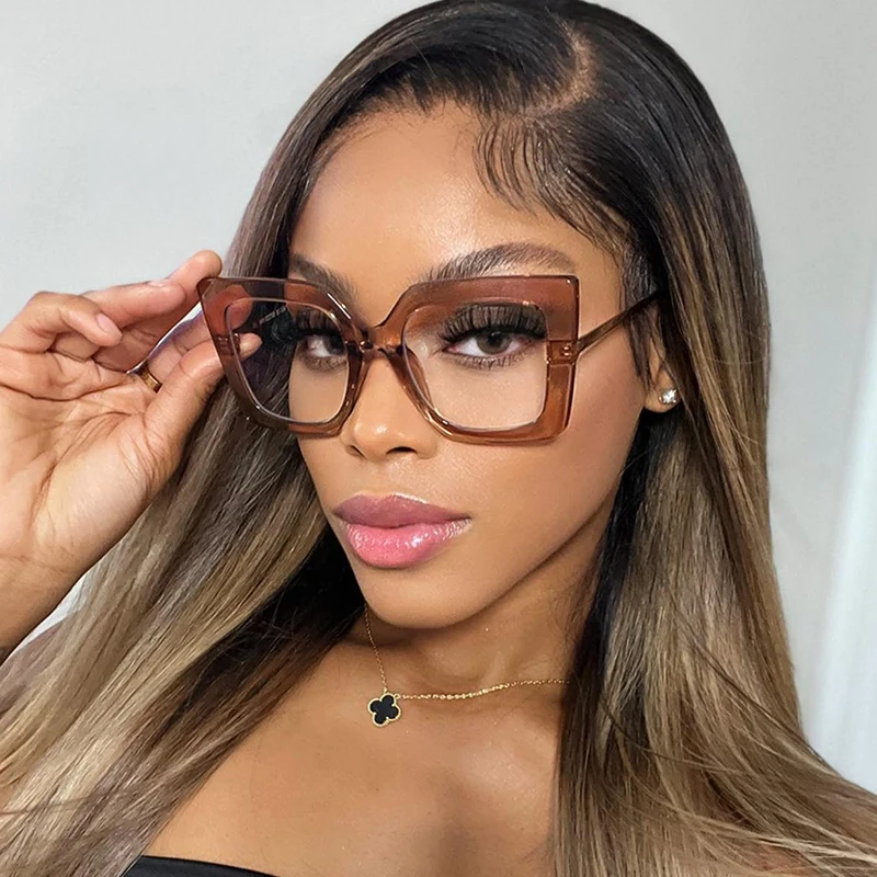 

Decorative Glasses Vintage Women Square Metal Transparent Glasses Frame Female New Trend Spectacle Clear Lens Lady Eyewear