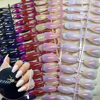 wearable false nails acrylic tips press on nails aurora glitter full cover detachable finished nail patch manicure decorat tools