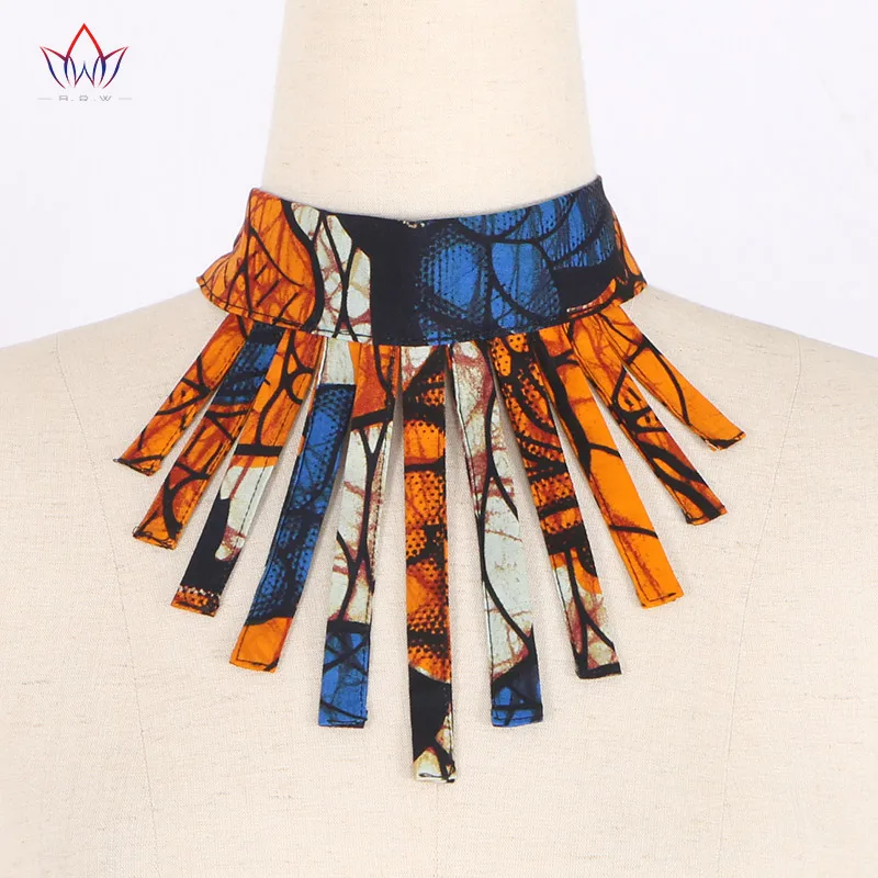 

Hot Sale Jewelry Ankara Fabric Necklace Hypoallergenic Bib Jewelry Exotic Colors African Fringed Necklaces For Women WYA087
