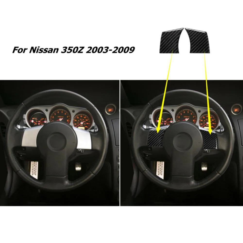 

Steering Wheel Button Cover Trim 2003-2009 2pcs Brand New Car Interior Carbon Fiber High Quality For Nissan 350Z