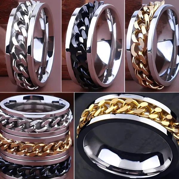 

Korean Fashion Rotating Titanium Steel Ring Stainless Steel Ring Cool Open Bottle Ring Couple Ring engagement rings for women