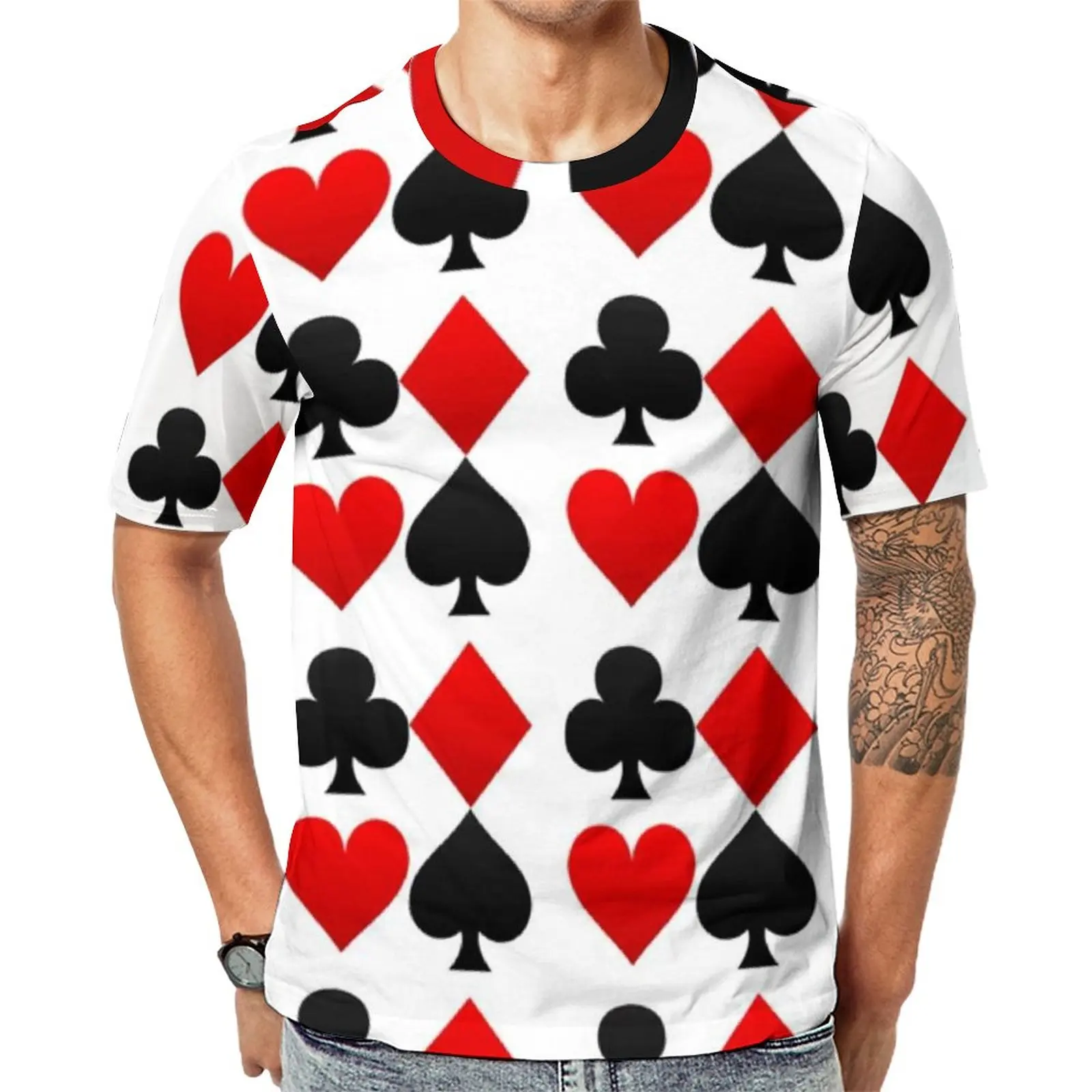 

Playing Poker Card T-Shirt Man Hearts Diamonds Clubs Spades Kawaii T-Shirts Premium Vintage Tees Short-Sleeve Oversized Tops